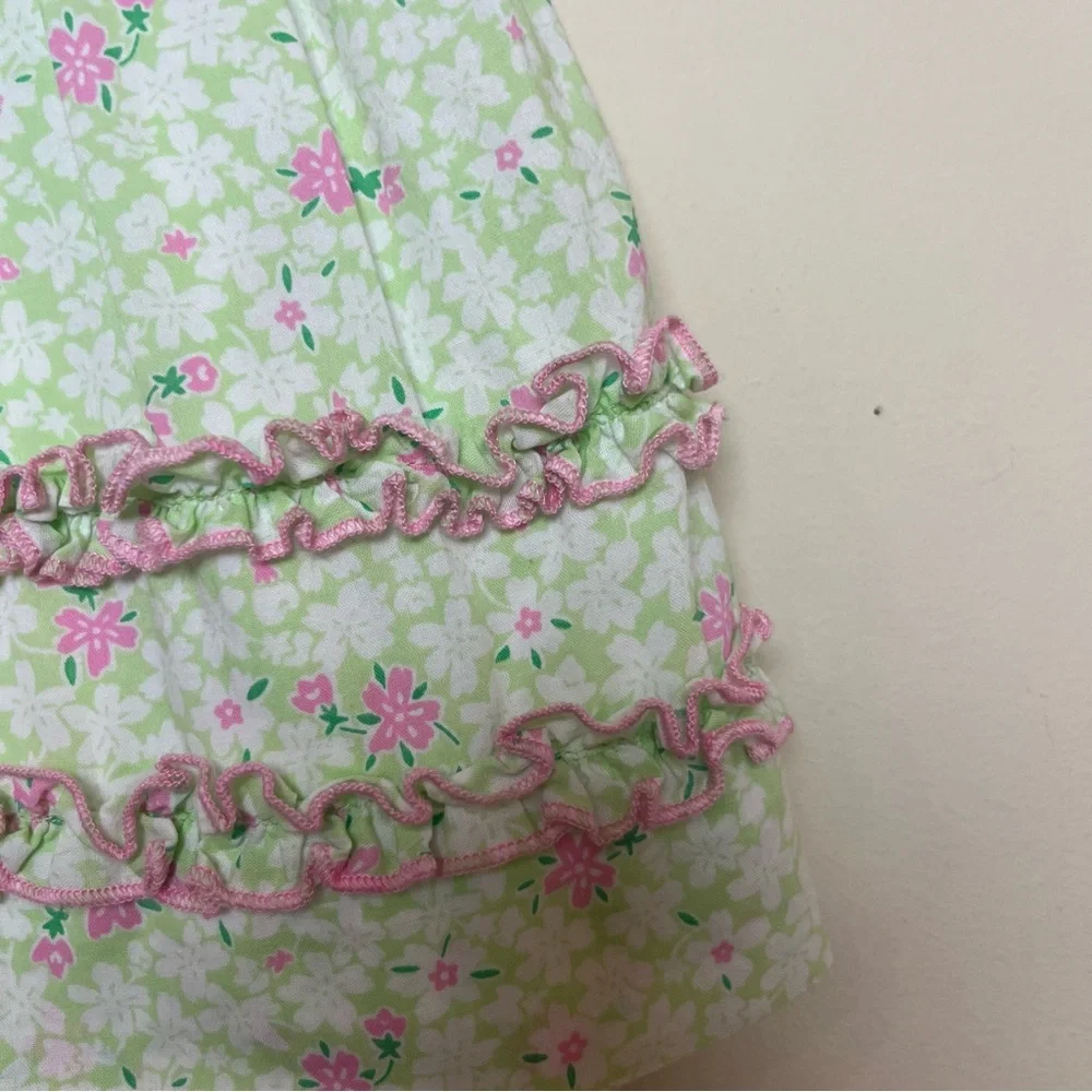 OshKosh B’gosh‎ Green and Pink Floral Lined 100% Cotton Dress 6 Months